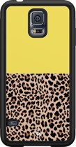 Samsung S5 hoesje - Luipaard geel | Samsung Galaxy S5 case | Hardcase backcover zwart