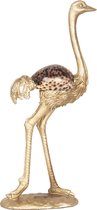 Clayre & Eef Decoratie Beeld Struisvogel 6PR2485 15*6*28 cm Goudkleurig Polyresin Decoratief Figuur Decoratieve Accessoires Woonaccessoires