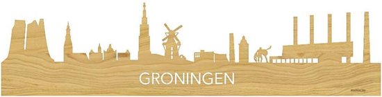 Skyline Oud Groningen Bamboe hout - 80 cm - Woondecoratie - Wanddecoratie - Meer steden beschikbaar - Woonkamer idee - City Art - Steden kunst - Cadeau voor hem - Cadeau voor haar - Jubileum - Trouwerij - WoodWideCities