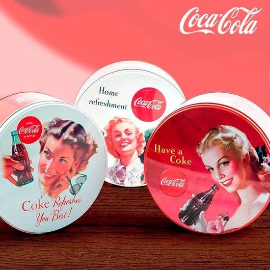 Boîte de rangement Coca-Cola cylindrique en métal vintage NUU Mobile | bol
