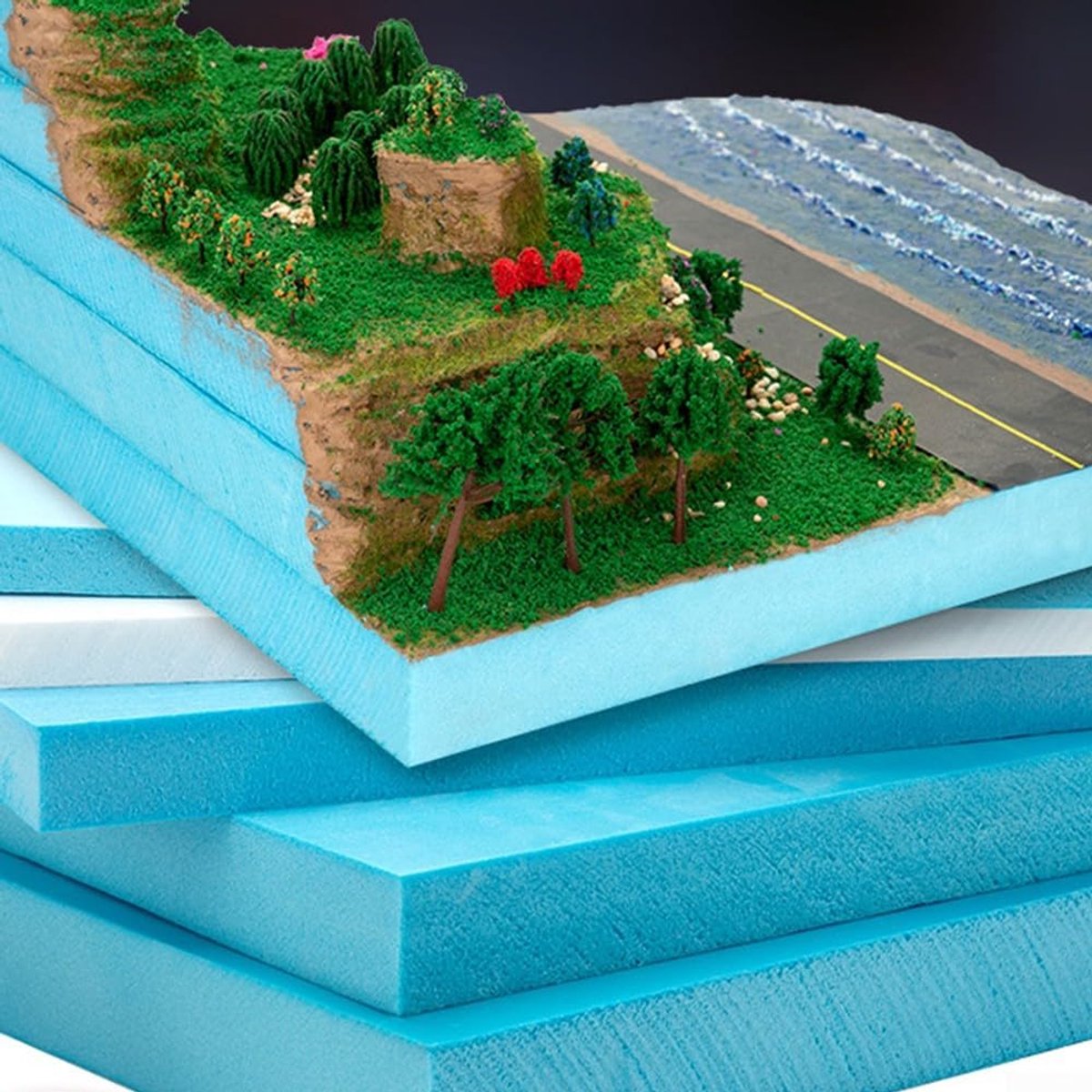 Schuimblokken - Foam Board Modellering - Diorama Base Bergen - Hoogwaardig Materiaal - 30 x 10 x 5 cm - Blauw