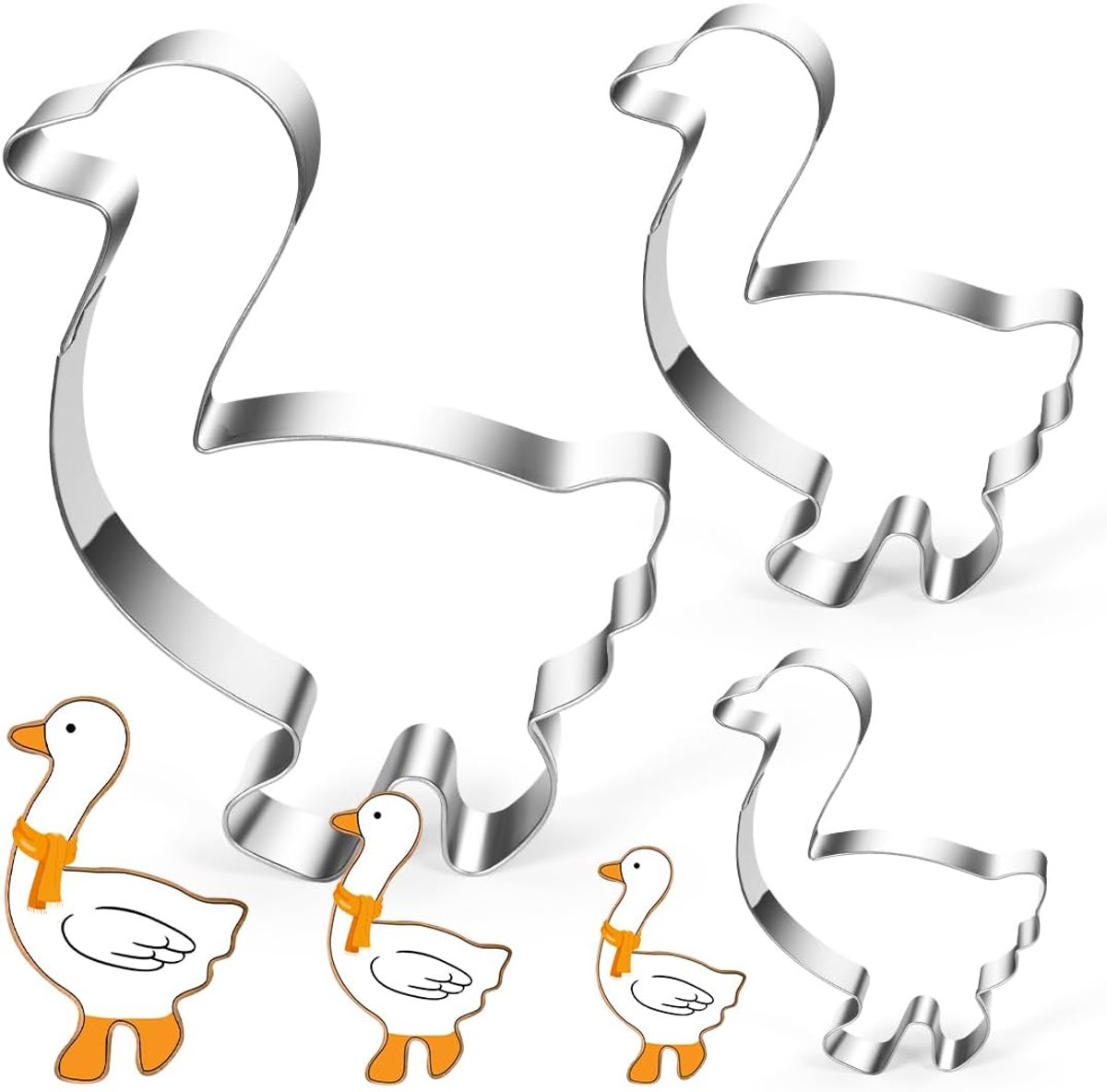 3-Set Gans Vormpjes Uitstekers - Koekjessnijder Roestvrijstaal voor Kerst & Sint Maarten
