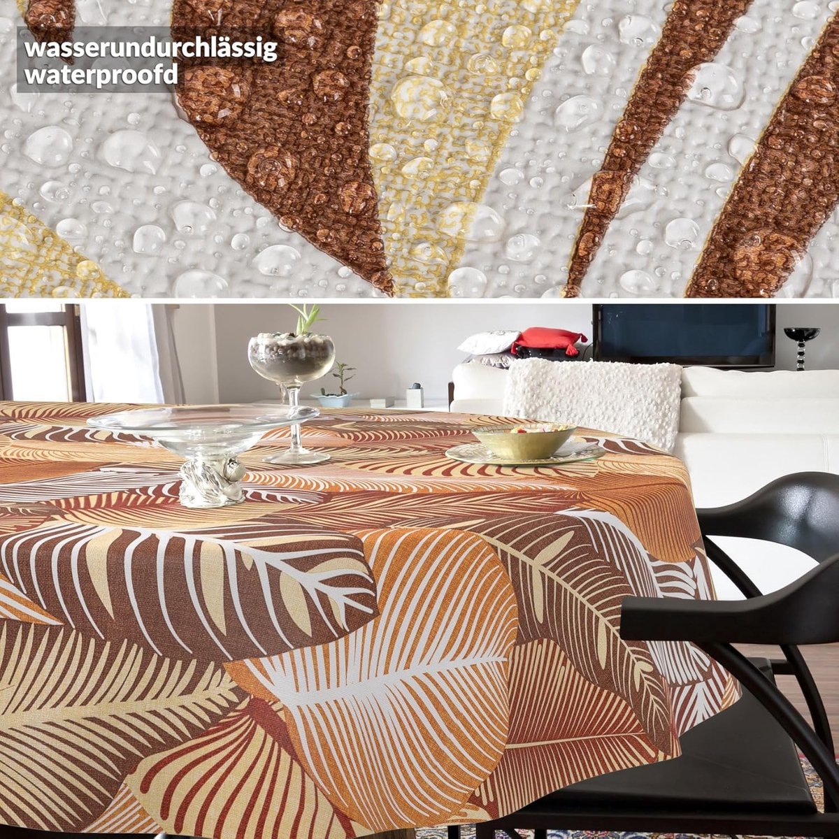 Wasbare Olieverf Tafelkleed Ovaal 240x140 cm Waterafstotend Bloemen en Bladeren Rood