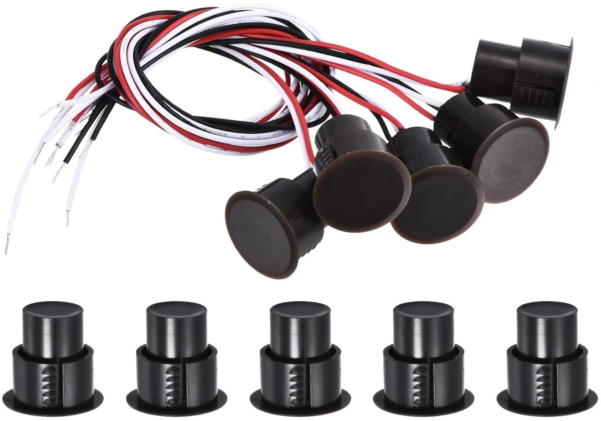 Magnetische Riet Schakelaar - Deur Contact Sensor - Beveiliging Alarmsysteem - Normaal Open Contact - 23mm x 23mm - Bruin