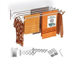 Florixa® Wanddroogrek Inklapbaar - Wanddroogrek - Zilver - ‎80cm x 100cm x 14cm