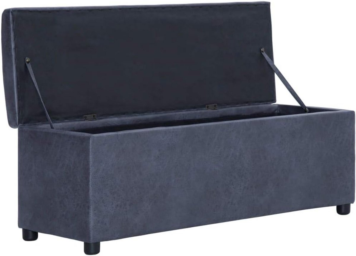 Grijze Zitbank met Opbergruimte - Comfortabele Poef/Zitmeubel (116 cm)