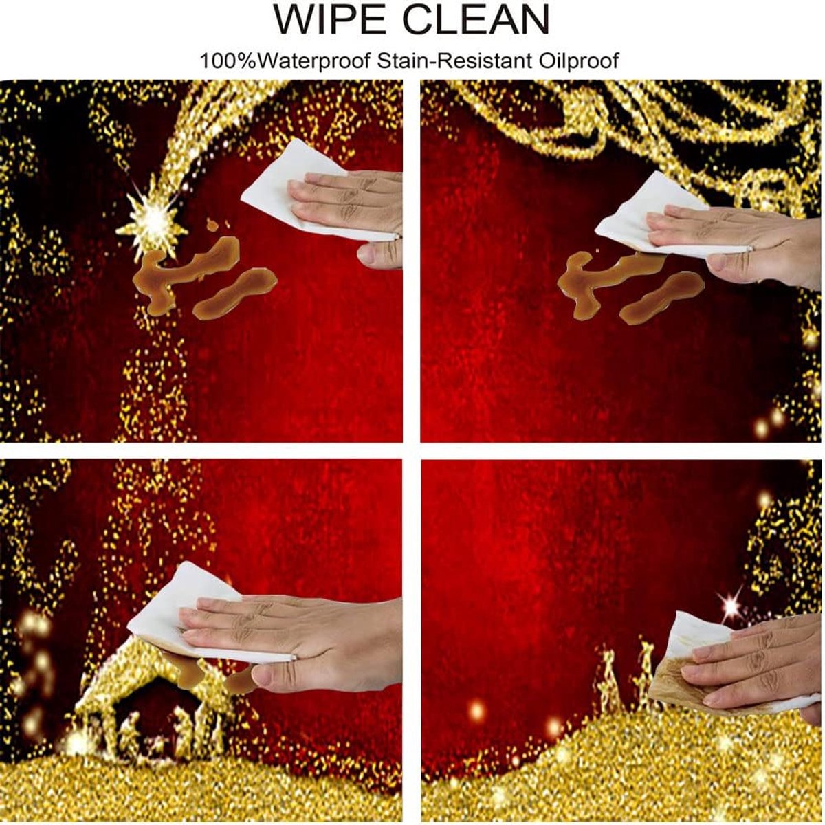 Rond Kersttafelkleed met Elastische Rand - Waterdicht en Afwasbaar