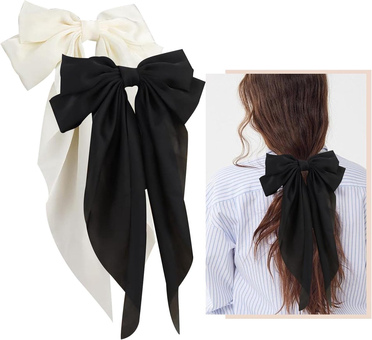 Luxe Satijnen Haarstrik met Lange Oren - Elegante Oversized Haarklem voor Dames