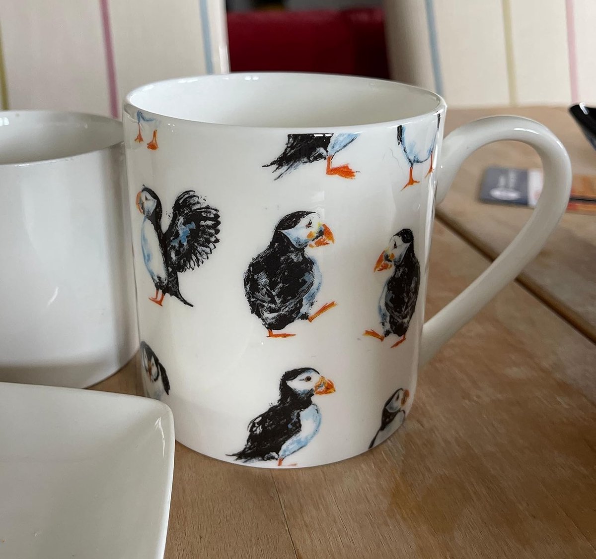 Grote Mok Fijn Porselein 500ml Papegaaiduiker Design - Ideaal Cadeau
