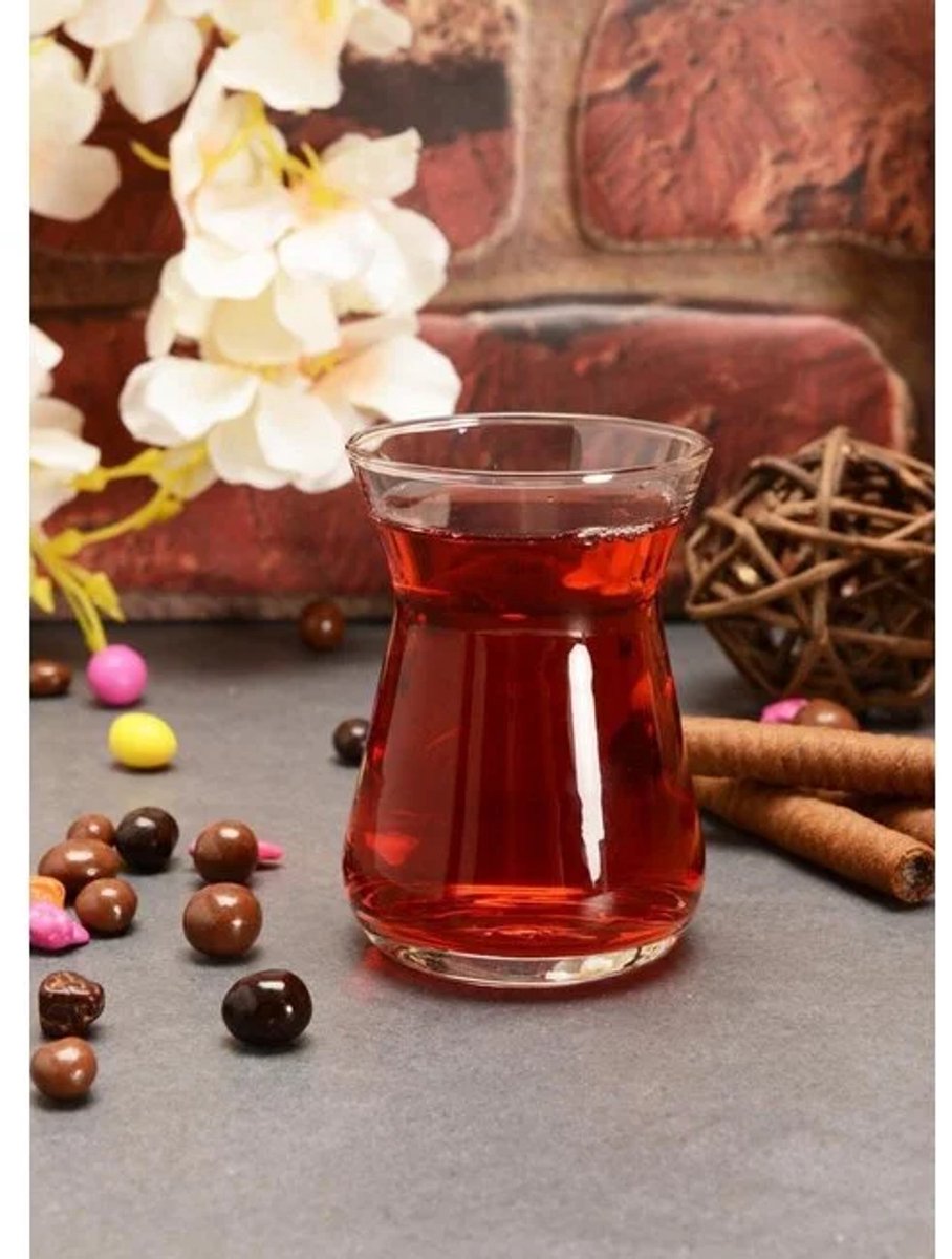 Paşabahçe İrem Theeglas Set – 6 stuks – Transparant Glas – Klassiek Ontwerp – 125 ml