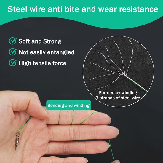 10x Flexibele Fluorocarbon Onderlijnen (20 cm) met RVS Draaibare Ringen - Sterk & Slijtvast voor Roofvissen — afbeelding 5