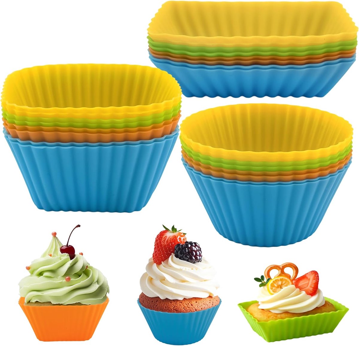 24 Herbruikbare Siliconen Muffinvormen voor Bakken en Cakes