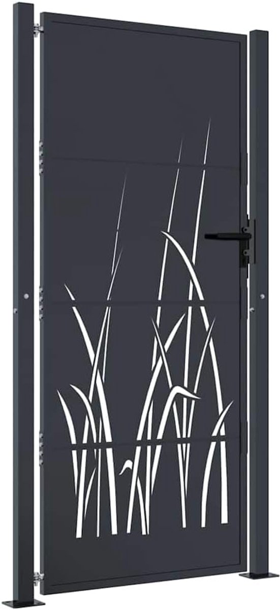 Stalen Tuinpoort met Graspatroon 105x180 cm Antraciet