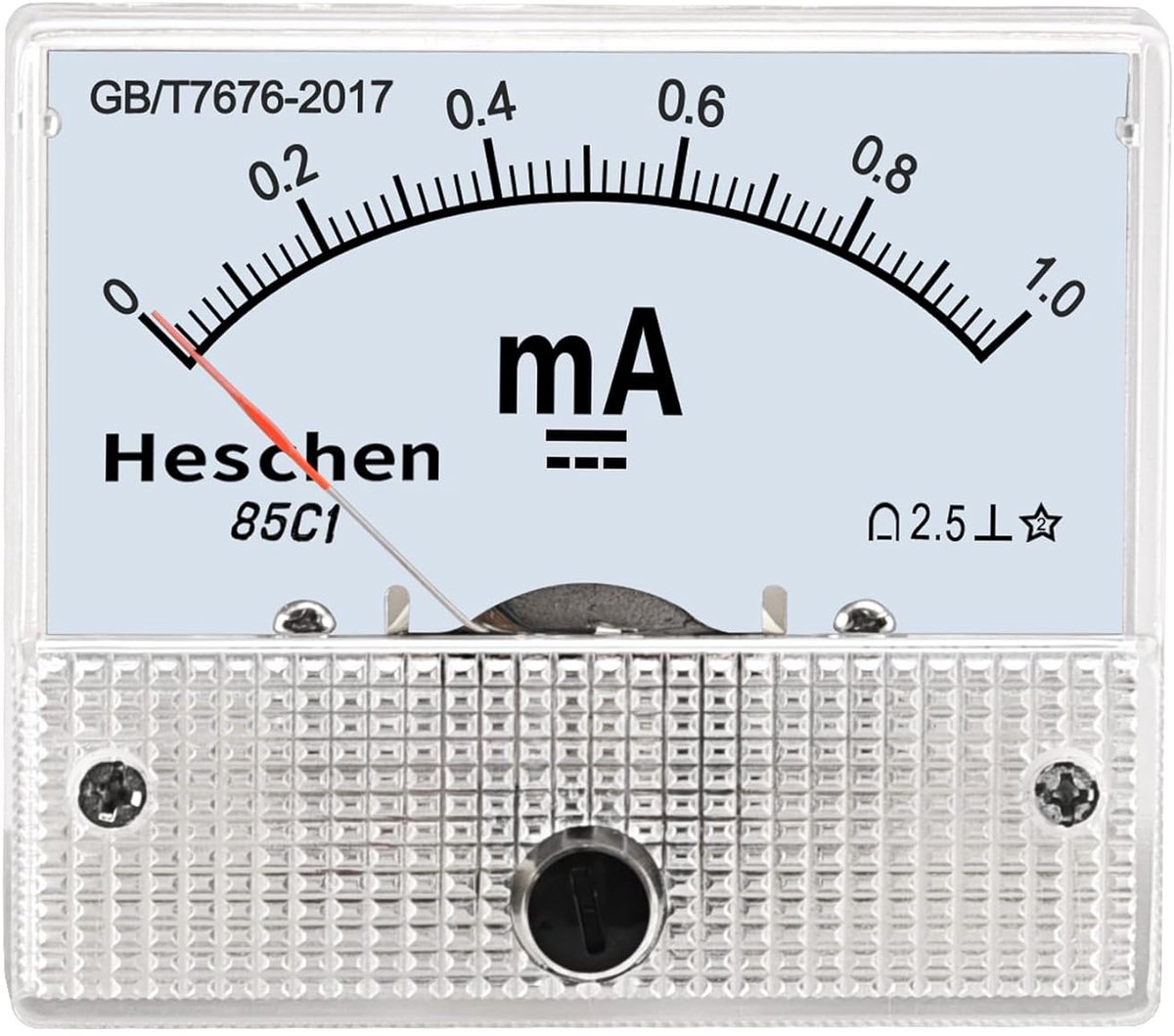 Paneel Vermogensmeter - Amperemeter Tester - Stroommeting - DC 0-1.0 mA Bereik - 62 x 55 mm - Wit