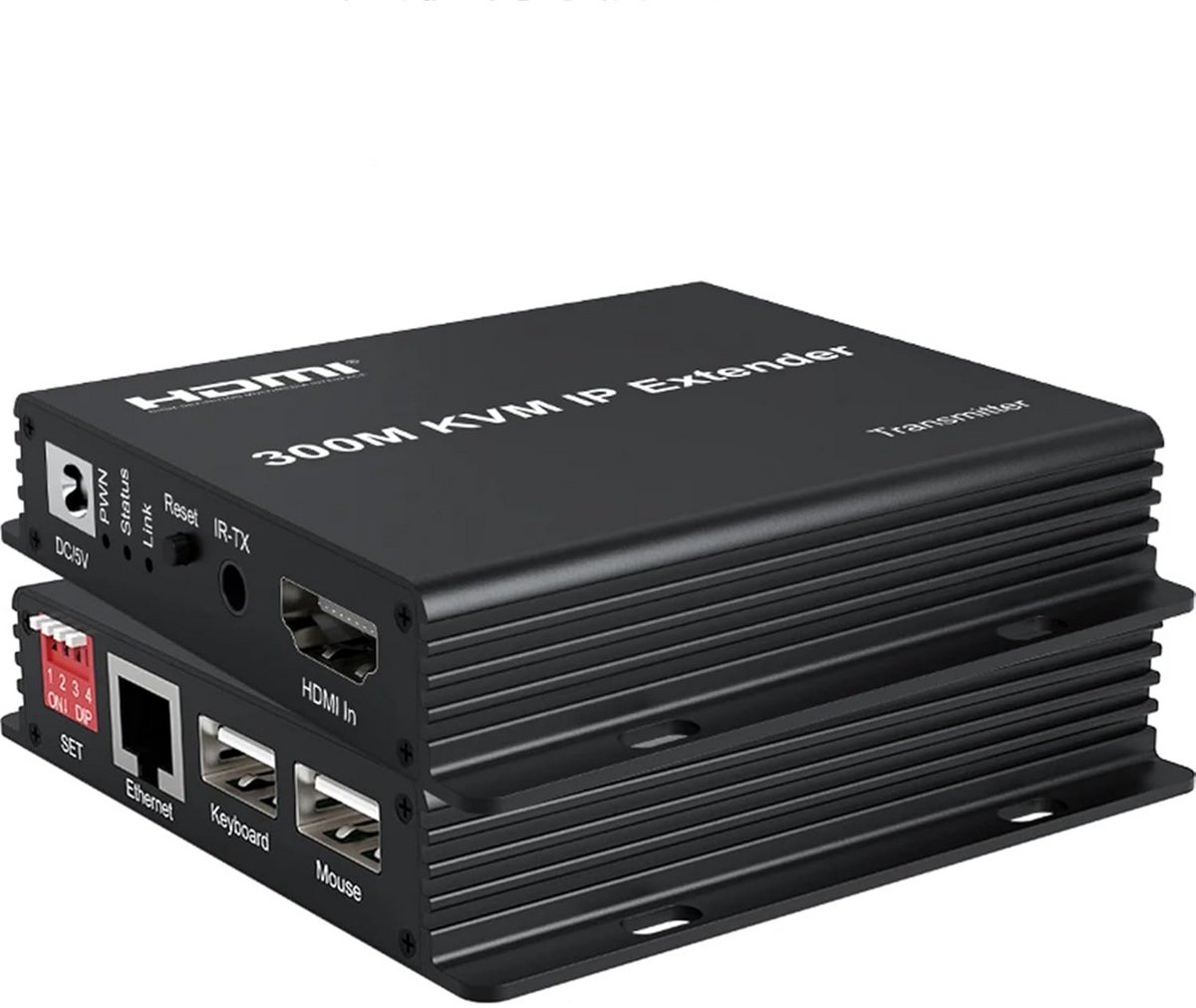 HDMI KVM Extender over IP tot 300M via RJ45 Netwerkkabel (CAT6/5e) - Ondersteunt 1080p