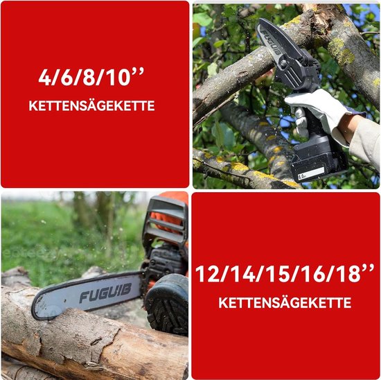 8 inch Zaagkettingen - 3-pack van 20 cm, 1,1 mm, 1/4 inch LP Kettingen voor Kettingzagen van Merkloos	 — afbeelding 3