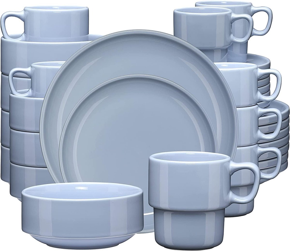 32-delig Porseleinen Combiservies voor 8 Personen - Lichtpaars Diner-/Eetservies Set