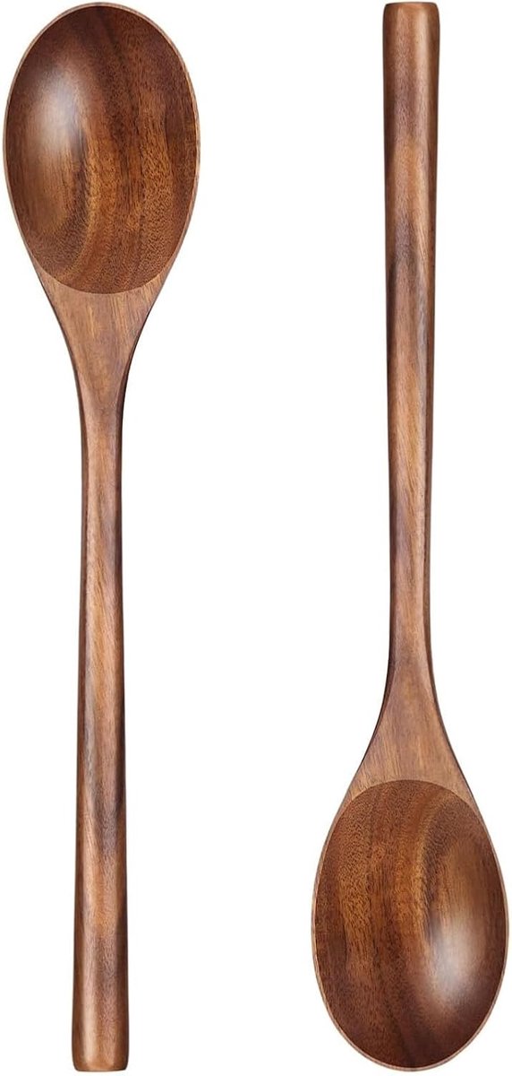 Set van 2 Houten Kooklepels - Stevig Keukengerei voor Koken en Serveren