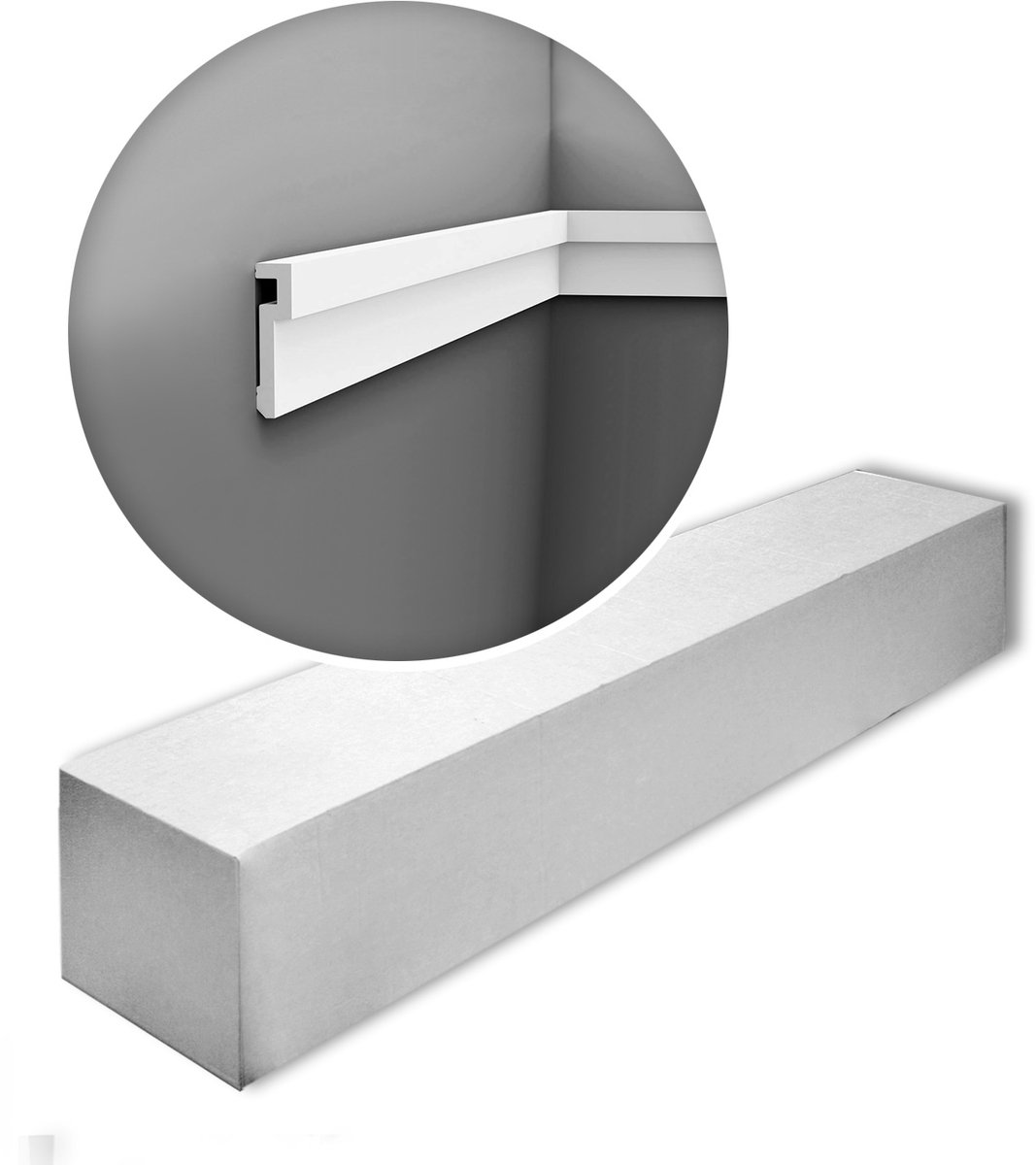 Orac Decor PX198-box MODERN U-STEPS 1 doos 24 stukken Wandlijst modern design wit | 48 m