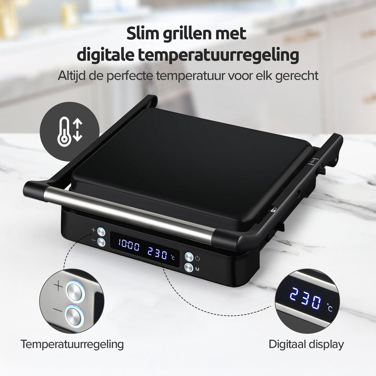 Olvy Tosti Apparaat XL - Panini - Timerfunctie - Temperatuurregeling - Voor 4 Tosti's - Croque Monsieur Toestel - PFAS Vrij - Grill Ijzer - Contactgrill - Apparaten - Uitklapbaar — cadeau in Kookcadeaus - foto 4