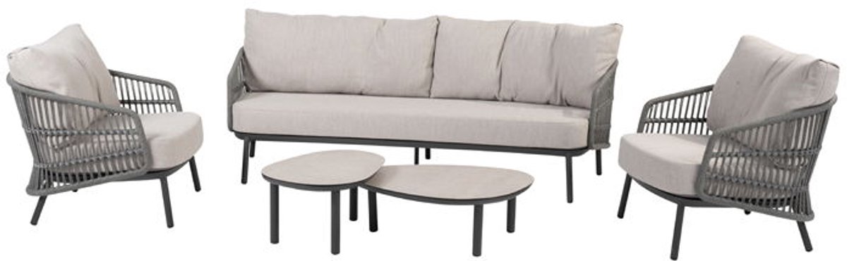 Taste - Alicante loungeset met Monroe coffeetafels antraciet 65 x 3...