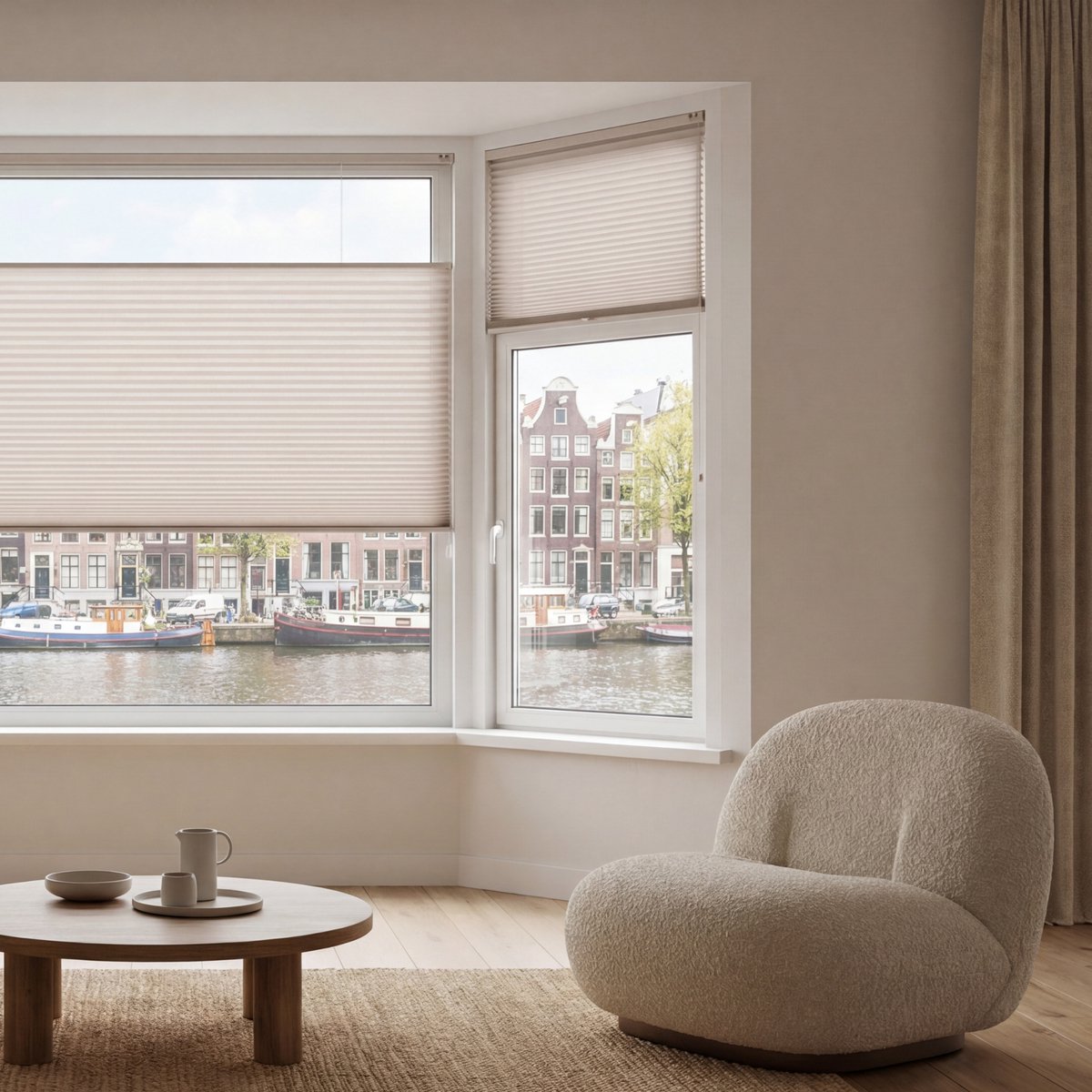 Dutchblinds - Plisségordijnen - lichtdoorlatend - Beige - 40 x 175 cm - Raamdecoratie op maat – foto 6
