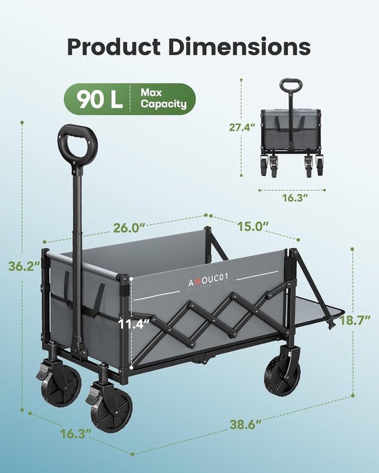 Bolderkar opvouwbaar - Stevig opvouwbaar frame - Strandwagen - Transportwagen van Bolderkar Opvouwbaar — afbeelding 3