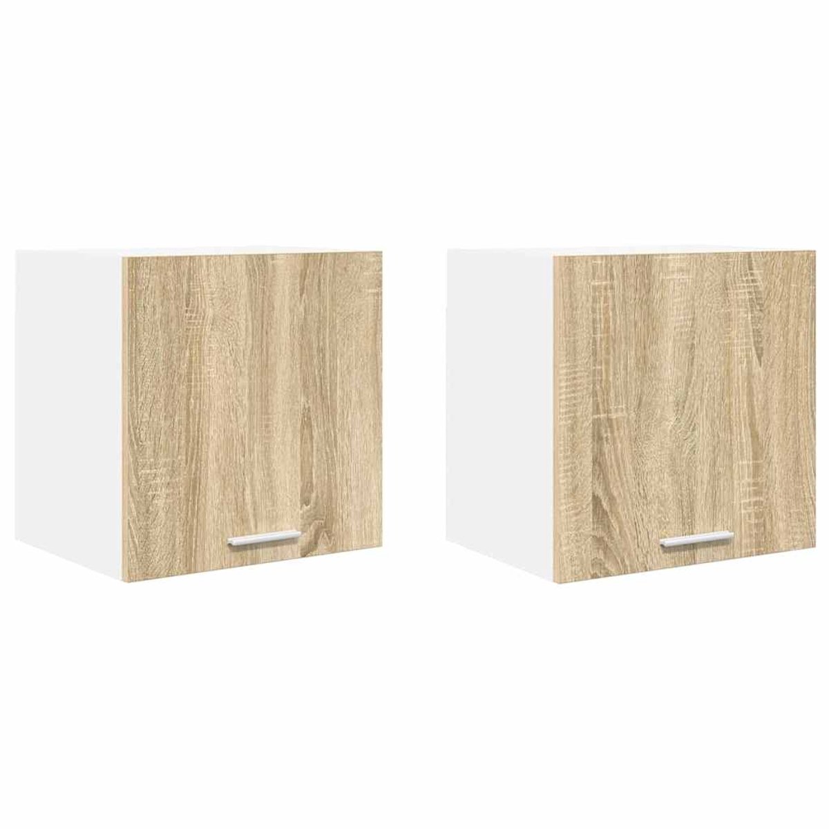 vidaXL Hangkast - 2 - st - Sonoma - eiken - en - wit - 40 - x - 31 - x - 40 - cm - Bewerkt - hout Sonoma eiken en wit