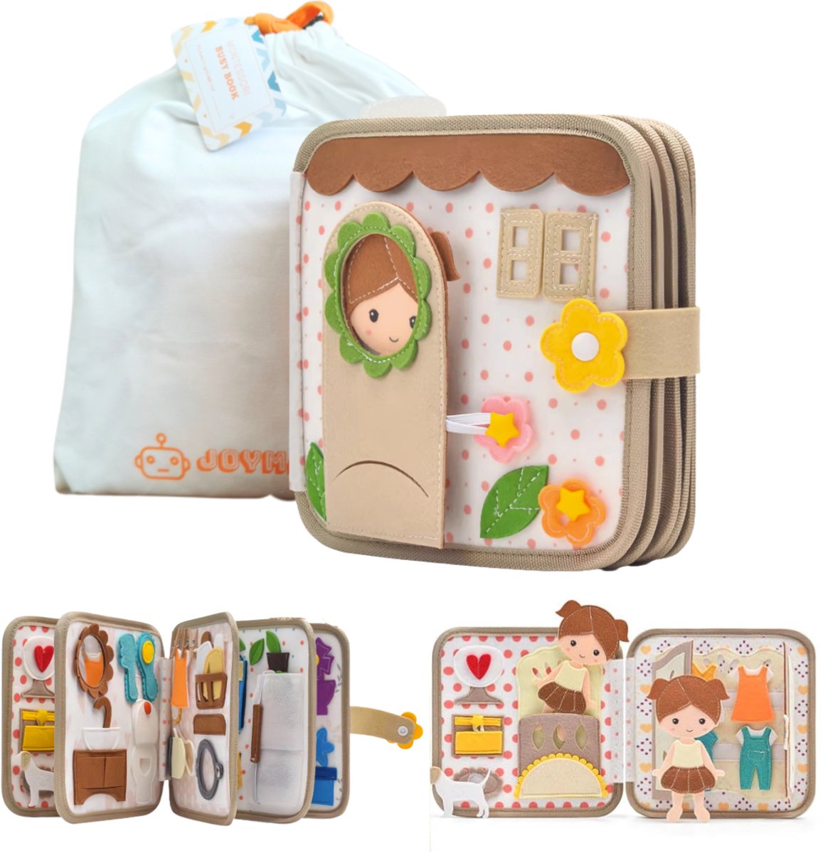 Joymaxx® Montessori Busy Book - Montessori Speelgoed 2-5 jaar - Activiteitenboek Mijn Huisje - Busy Board - Cadeau Meisje 1-3 jaar - Speelgoed voor onderweg