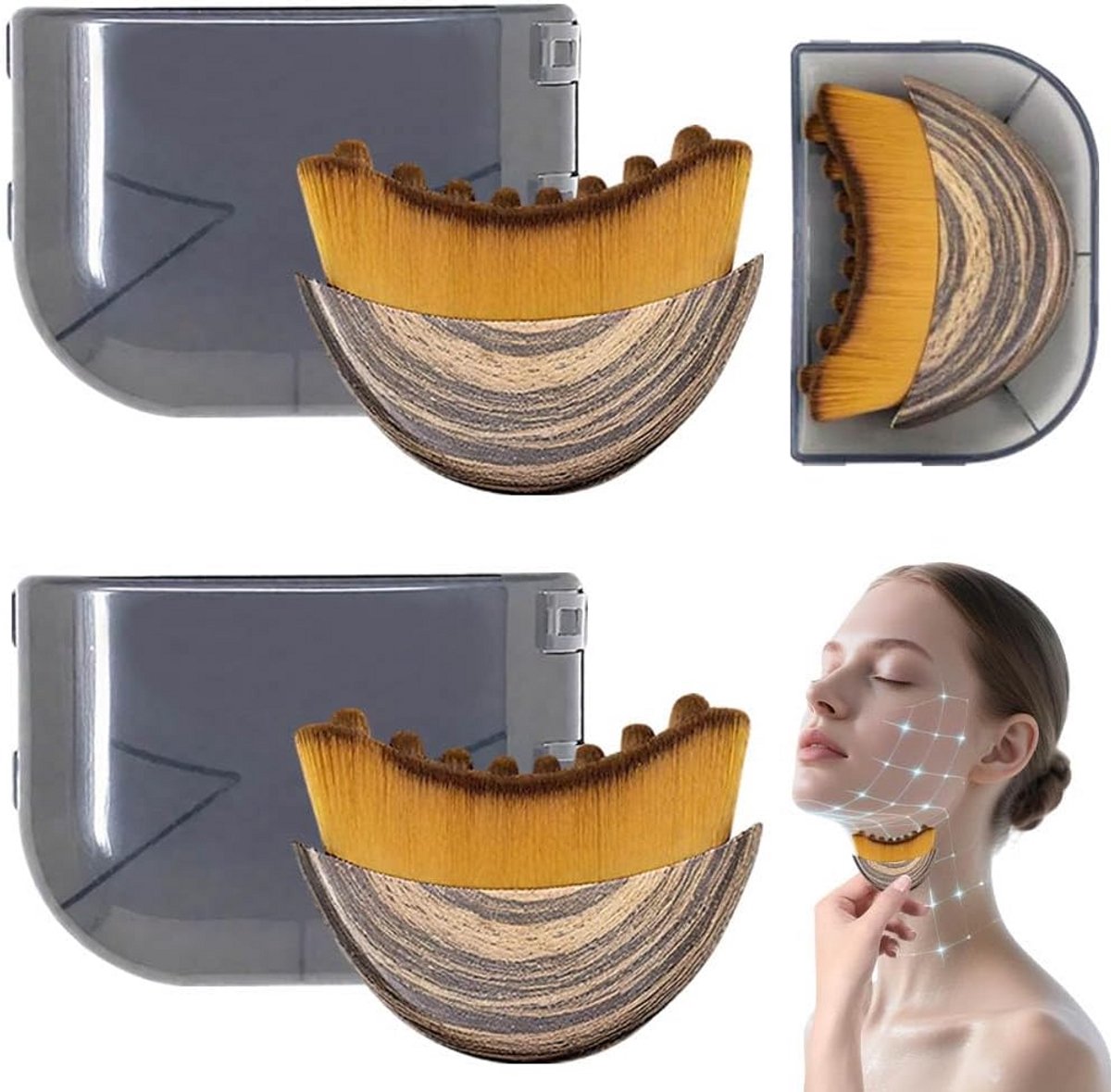 2x Lymfedrainage Gezichtsborstel voor Huidcontouring en Ontspanning