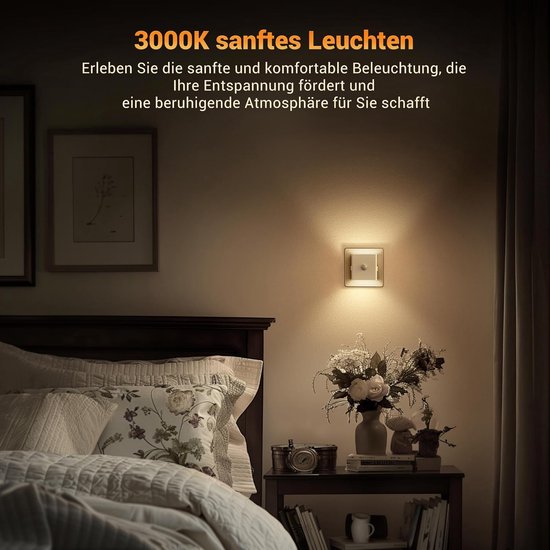 Nachtlampje Stopcontact met Bewegingssensor en Schemeringssensor, Dimbare LED Verlichting Warm Wit (Set van 2) van Merkloos — afbeelding 3