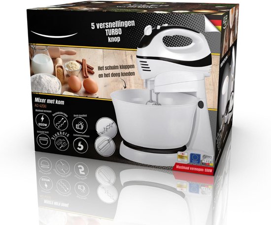 RWB® Mixer met Mengkom - Keuken Mixer - Mix Machine - Wit - ‎20 x 27 x 19 cm van Merkloos — afbeelding 4