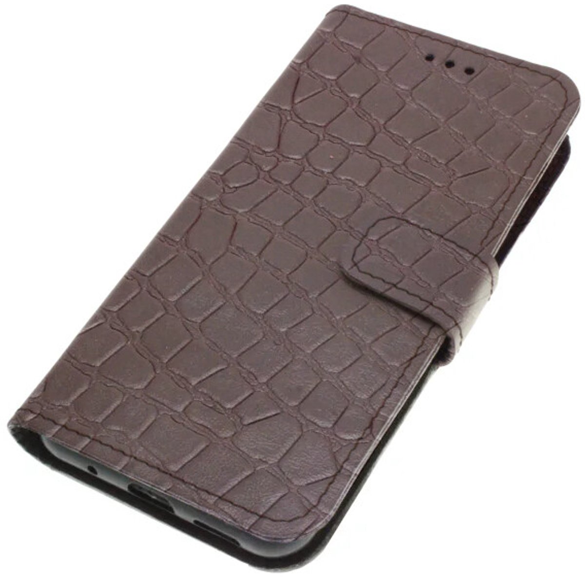Echt leer hoesje geschikt voor Samsung Galaxy S26 Soepel kalfsleer – croco reliëf Bordeauxbruin