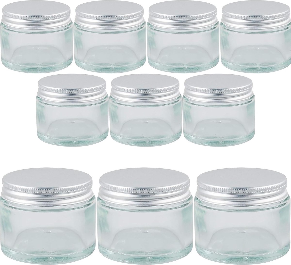 Set van 10 Glazen Potjes met Schroefdeksel en Etiketten - 50ml