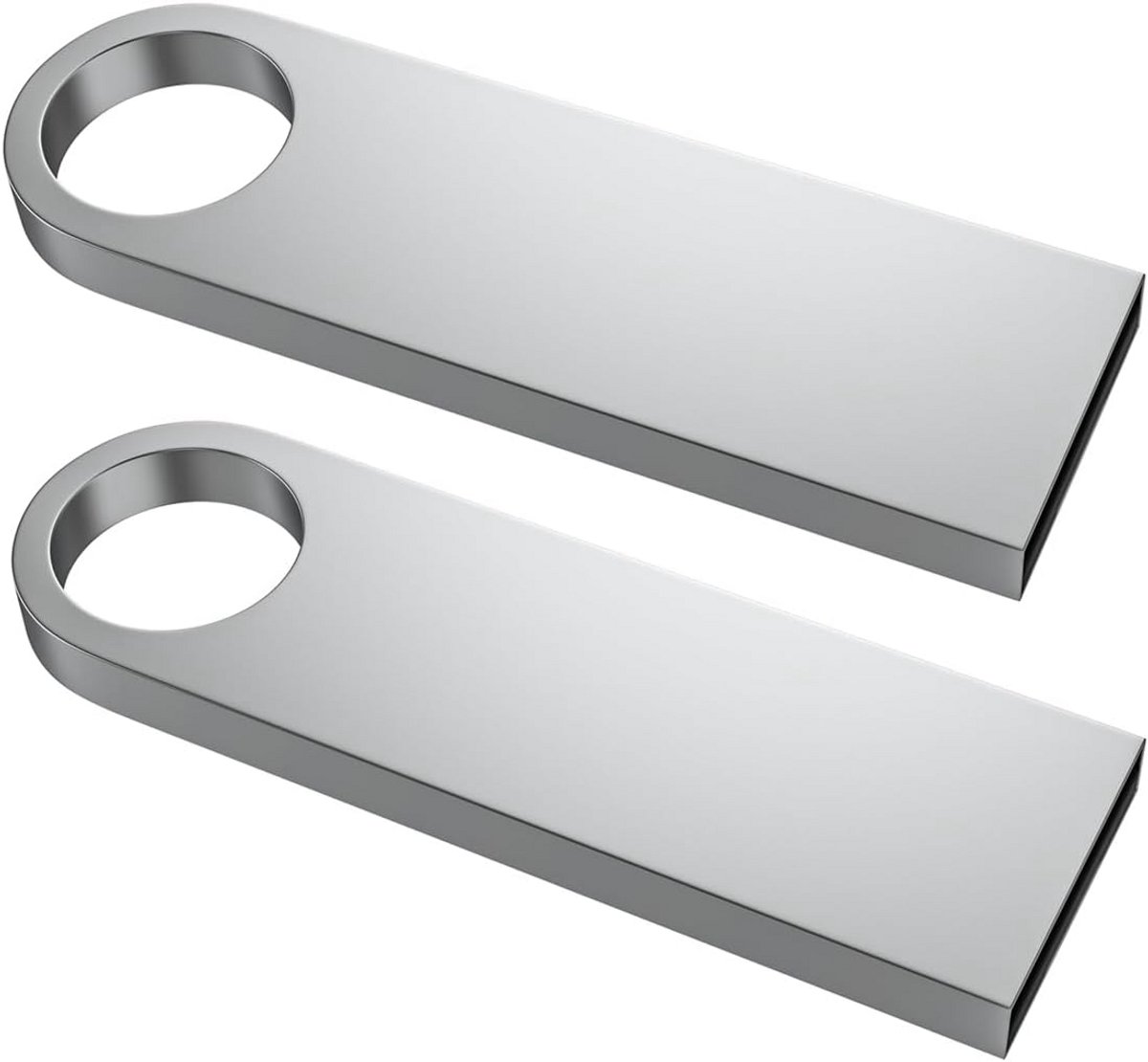 Set van 2 Metalen USB 2.0 Sticks 16GB met Sleutelhanger voor Dataopslag