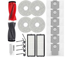 Accessoires Geschikt voor Roborock Qrevo Curv, Qrevo Edge stofzuiger: 2 hoofdborstels, 2 HEPA-filters, 6 stofzakken, 4 reinigingsdoeken, 4