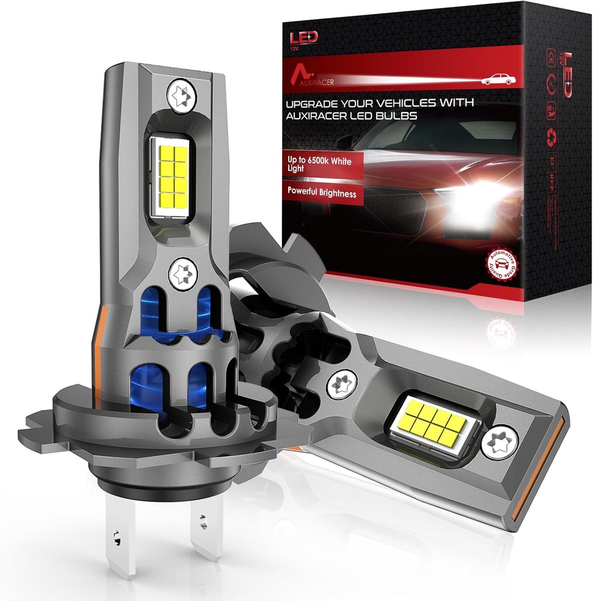 H7 LED Lampen Set (2 stuks) - 26000LM Super Helder Wit Licht - 6500K - Compact Ontwerp - Directe Vervanging Halogeen