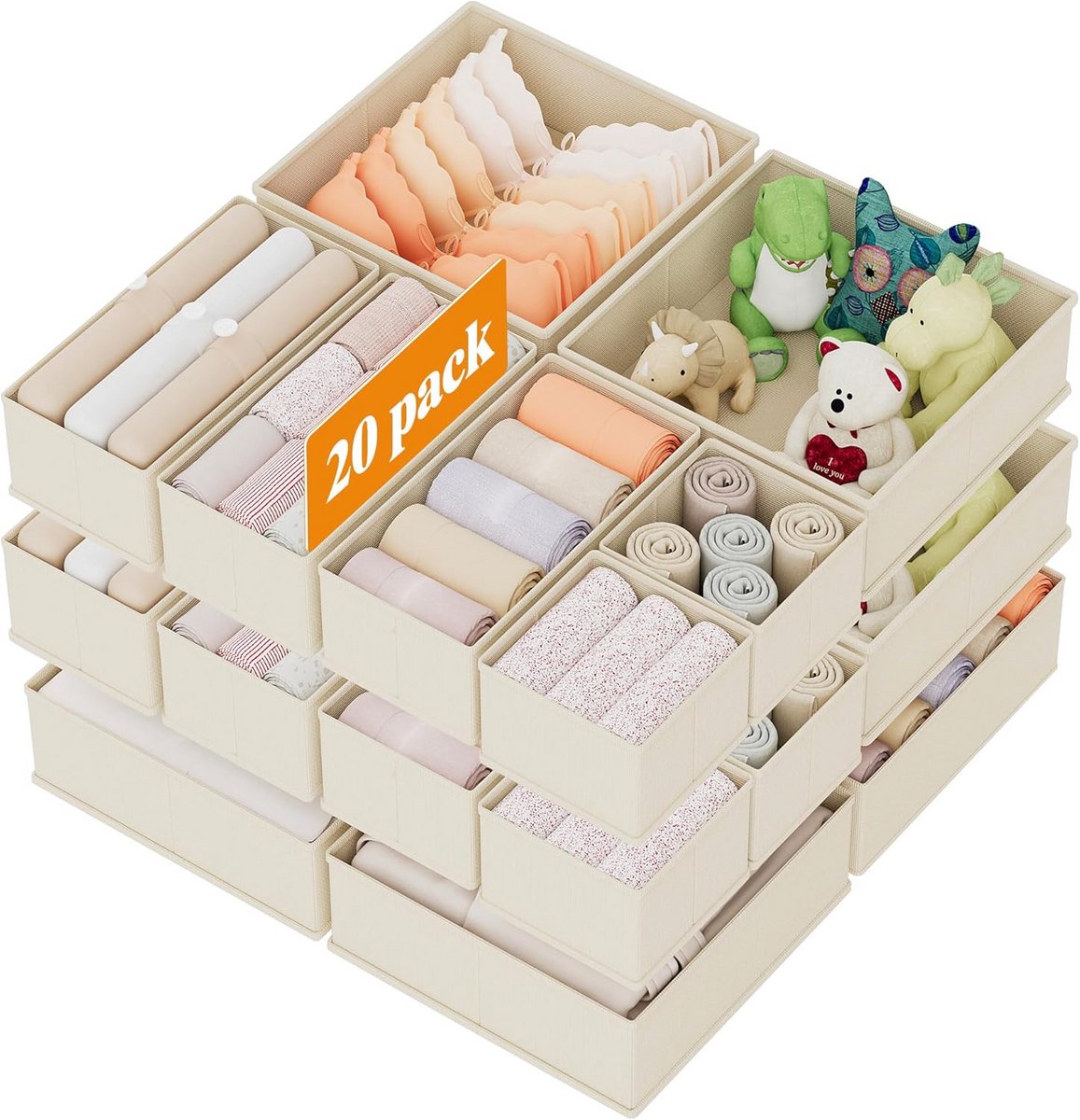 Opvouwbare Lade Organizer voor Kleding en Textiel - Beige
