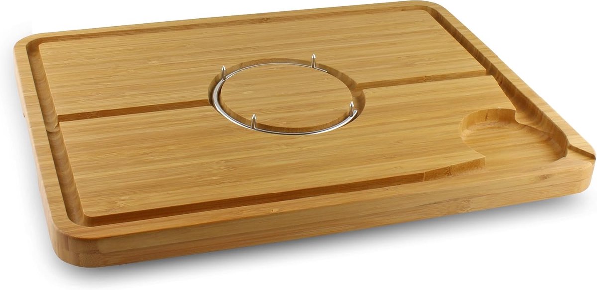 Grote Duurzame Bamboe Snijplank met Antislip Spikes en Handvatten