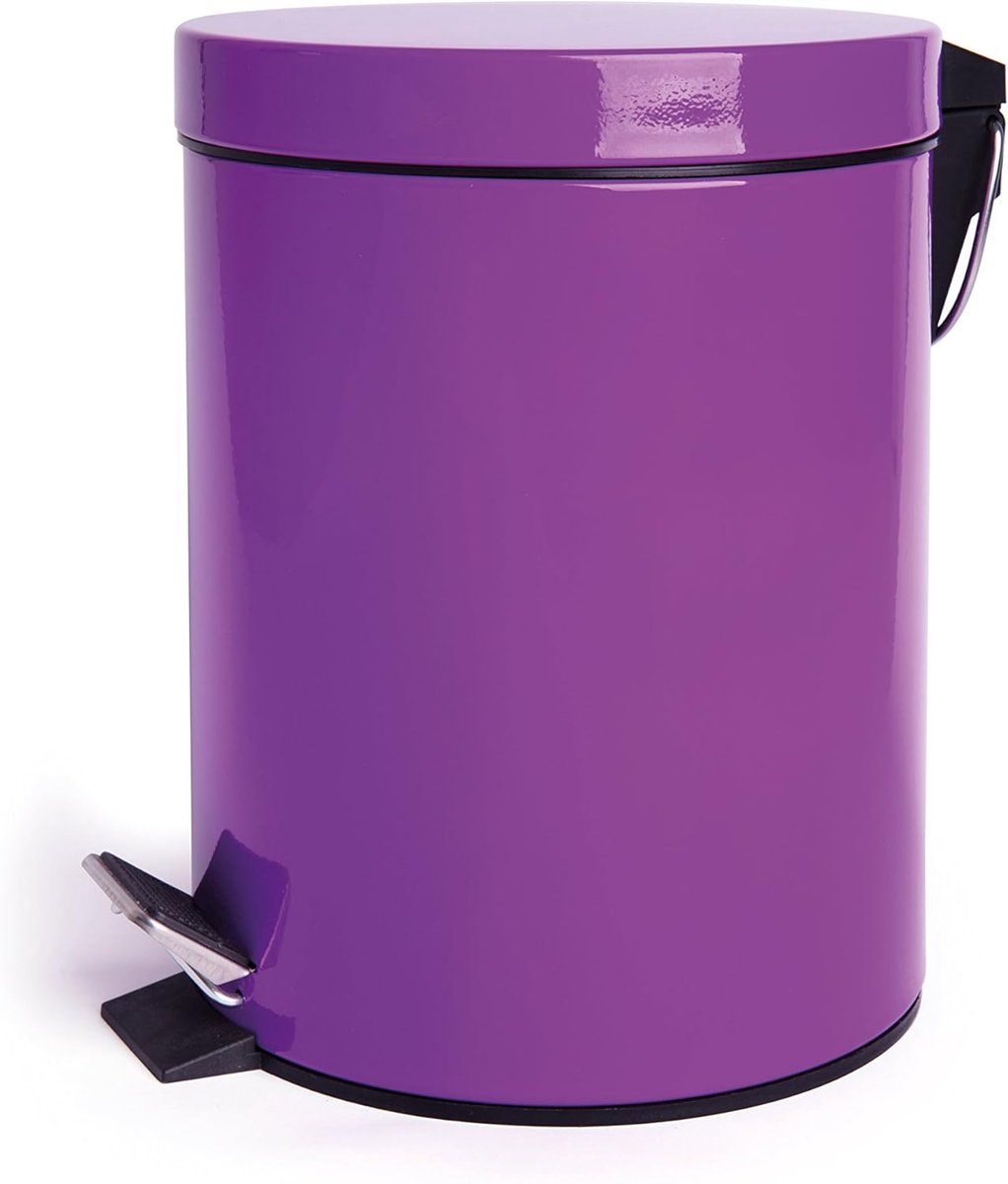 Kleine pedaalemmer 5 liter paars voor badkamer of keuken