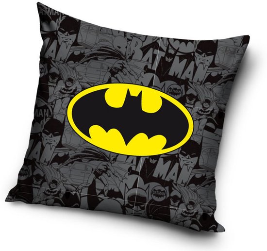 Sierkussen Batman- Logo- zwart-Geel- 40x40cm- polyester