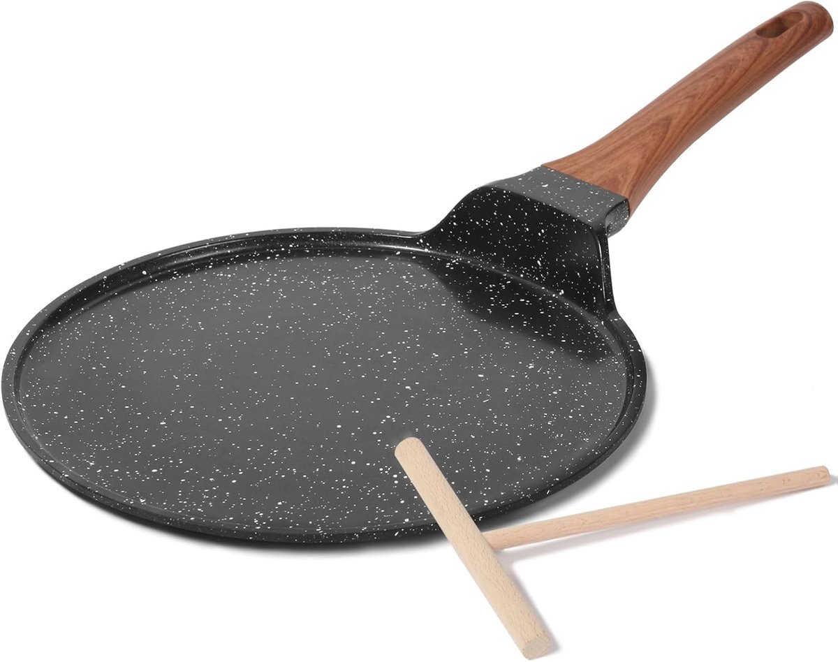 Keramische Crêpe Pan met Spreader - Anti-aanbak Platte Koekenpan voor Pannenkoeken en Tortilla's