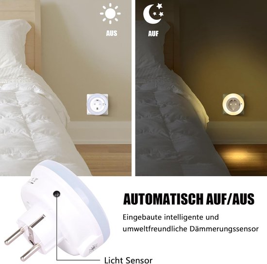 Nachtlampje met Schemersensor voor Stopcontact - Automatisch Dimbare LED Nachtlamp van Merkloos — afbeelding 3