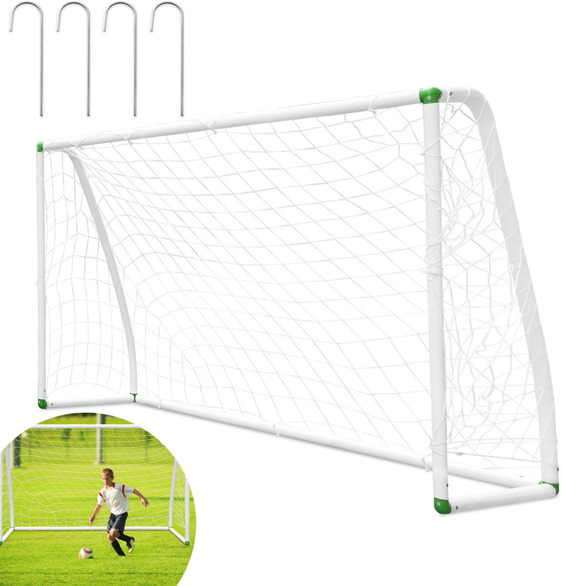 Kindervoetbaldoel 180 x 120 x 80 cm ideaal voor in de tuin het park en buitenspellen.