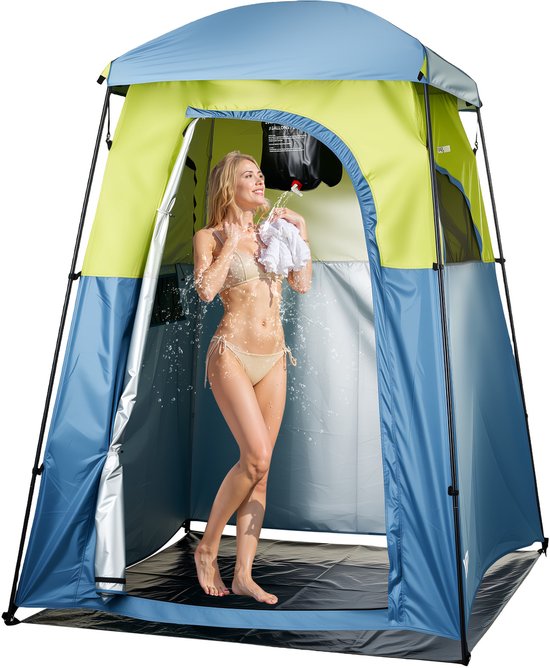 VEVOR Douchetent met 1 Ruimte & Douchezak, Toilettent (1676x1676x2184 mm) Omkleedtent Incl. Haringen & Touwen & Draagtas & Steunpalen, Gemaakt van 150d Oxford-Stof Voor Kamperen, Strand, Vissen, Groen van Merkloos — afbeelding 2