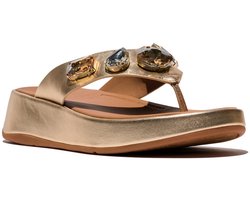 FitFlop F-Mode Ultra-Jewel Leather Toe-Post Sandals GOUD - Maat 38
