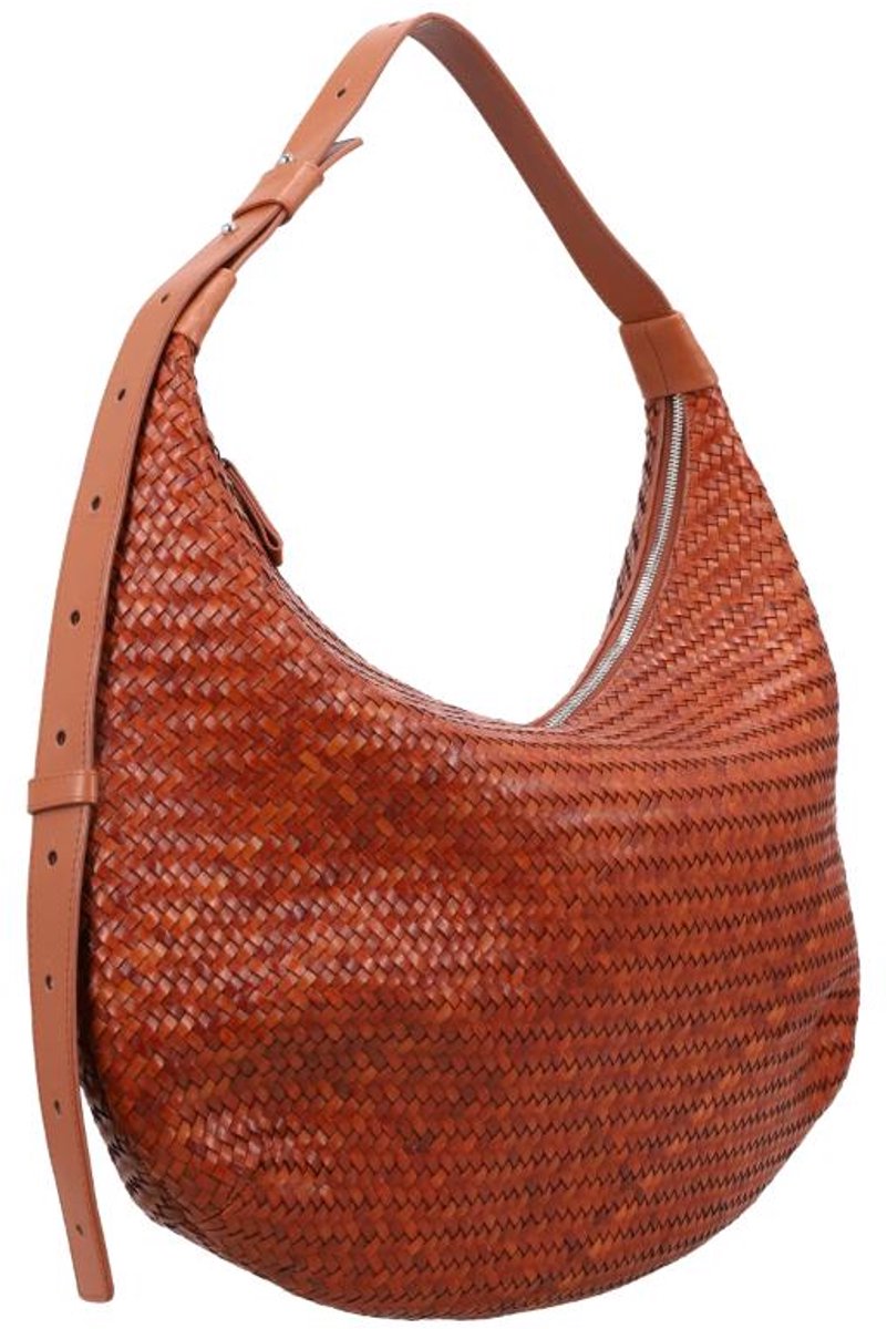 Allan K Wesley Dj Grote Schoudertas Dames - Leer - Cognac