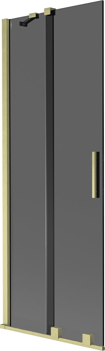 Mexen Velar badwand tweedelig schuifbaar 70 x 150 , grafiet, geborsteld goud - 896-070-000-41-55