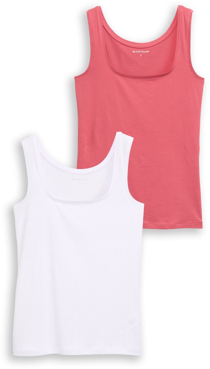 Tom Tailor - Basic top in een set van 2 - Maat XL - cozy pink