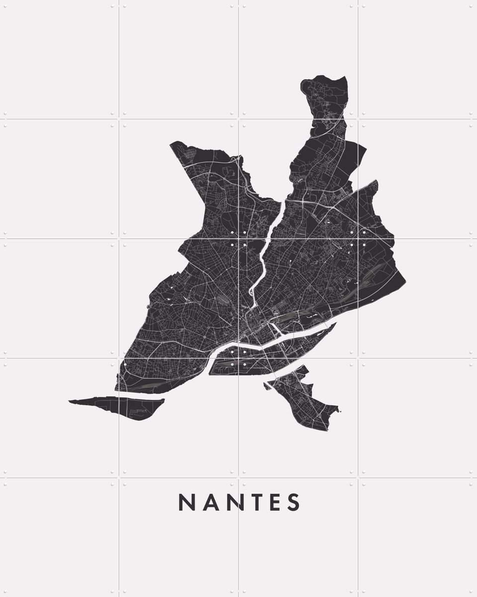IXXI Nantes City Map, Kunst in Kaart - 80 x 100 cm - Gratis ophangtool - Grote wanddecoratie en posters - Grafisch Ontwerp, Minimalisme, Line art
